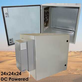 Altelix DC Powered Air Conditioned Enclosure with Heat - 24x24x24 Steel Weatherproof NEMA 4X Rated, 12VDC, 24VDC, 48VDC - 0