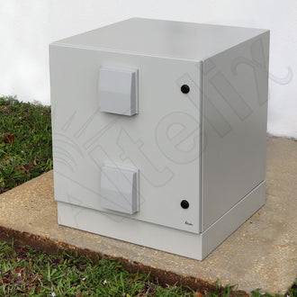 Altelix 24x24x24 Steel Pad Mount Cabinet NEMA Enclosure with Plinth, Dual Cooling Fans and Dual 120 VAC Duplex Outlets - 0