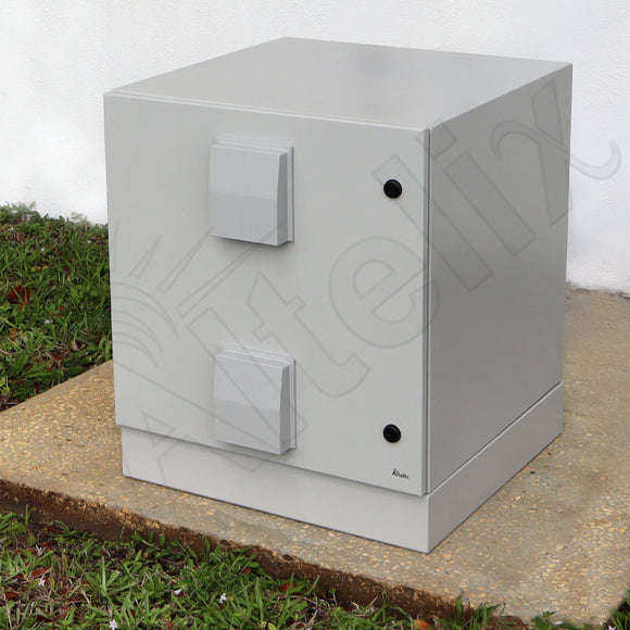 Altelix 24x24x24 Steel Pad Mount Cabinet NEMA Enclosure with Plinth, Dual Cooling Fans and Dual 120 VAC Duplex Outlets