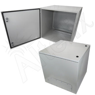 Altelix 24x24x24 NEMA 4X Steel Weatherproof Enclosure with Steel Equipment Mounting Plate and 19" Wide 6U Rack Frame
