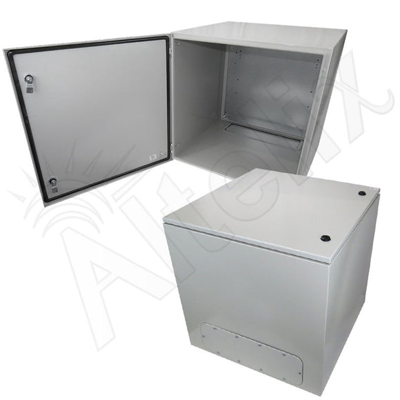 Altelix 24x24x24 NEMA 4X Steel Weatherproof Enclosure with Steel Equipment Mounting Plate and 19" Wide 6U Rack Frame