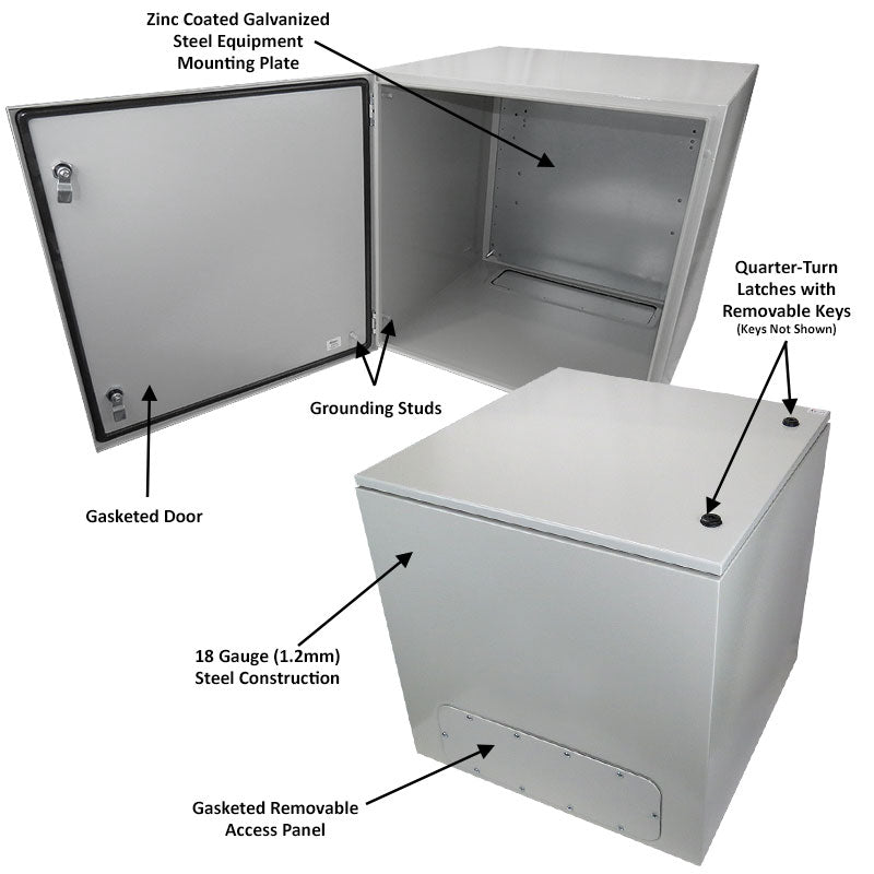 Altelix NEMA 4X Steel Weatherproof Enclosure with Steel Equipment Mounting Plate