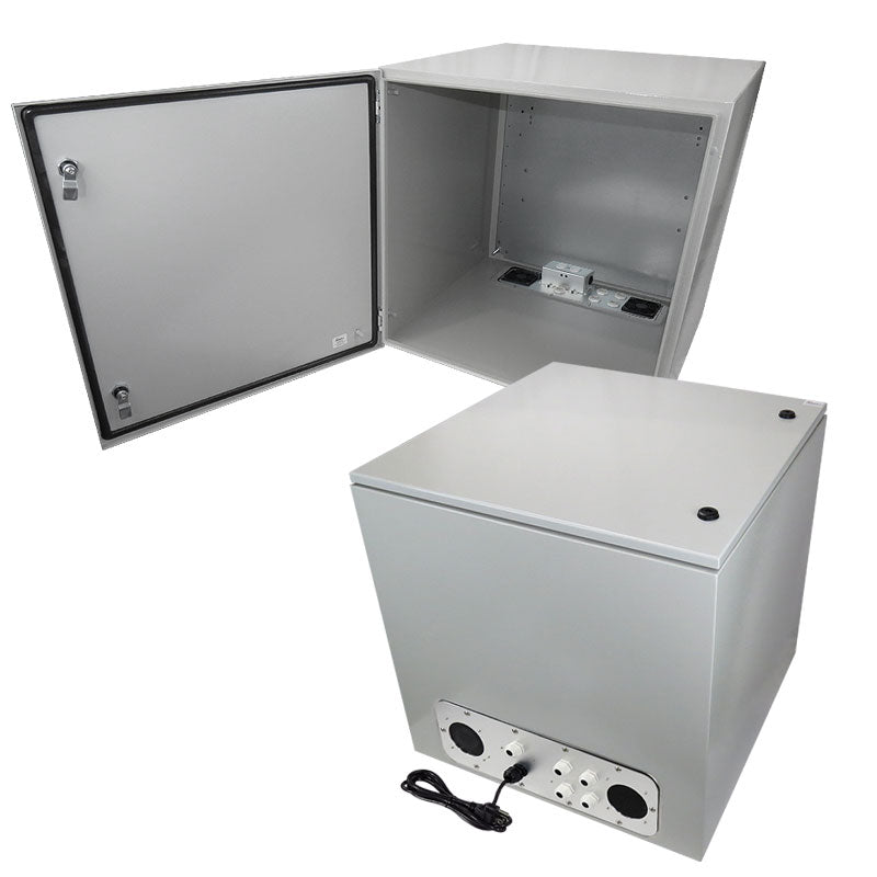 Altelix Vented Steel Weatherproof NEMA Enclosure with Single 120 VAC Duplex Outlet and Power Cord