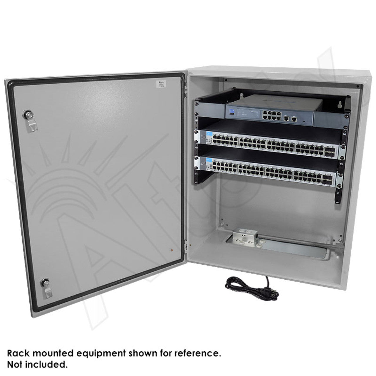 Altelix 28x24x16 19" Wide 6U Rack NEMA 4X Steel Weatherproof Enclosure with Single 120 VAC Duplex Outlet and Power Cord