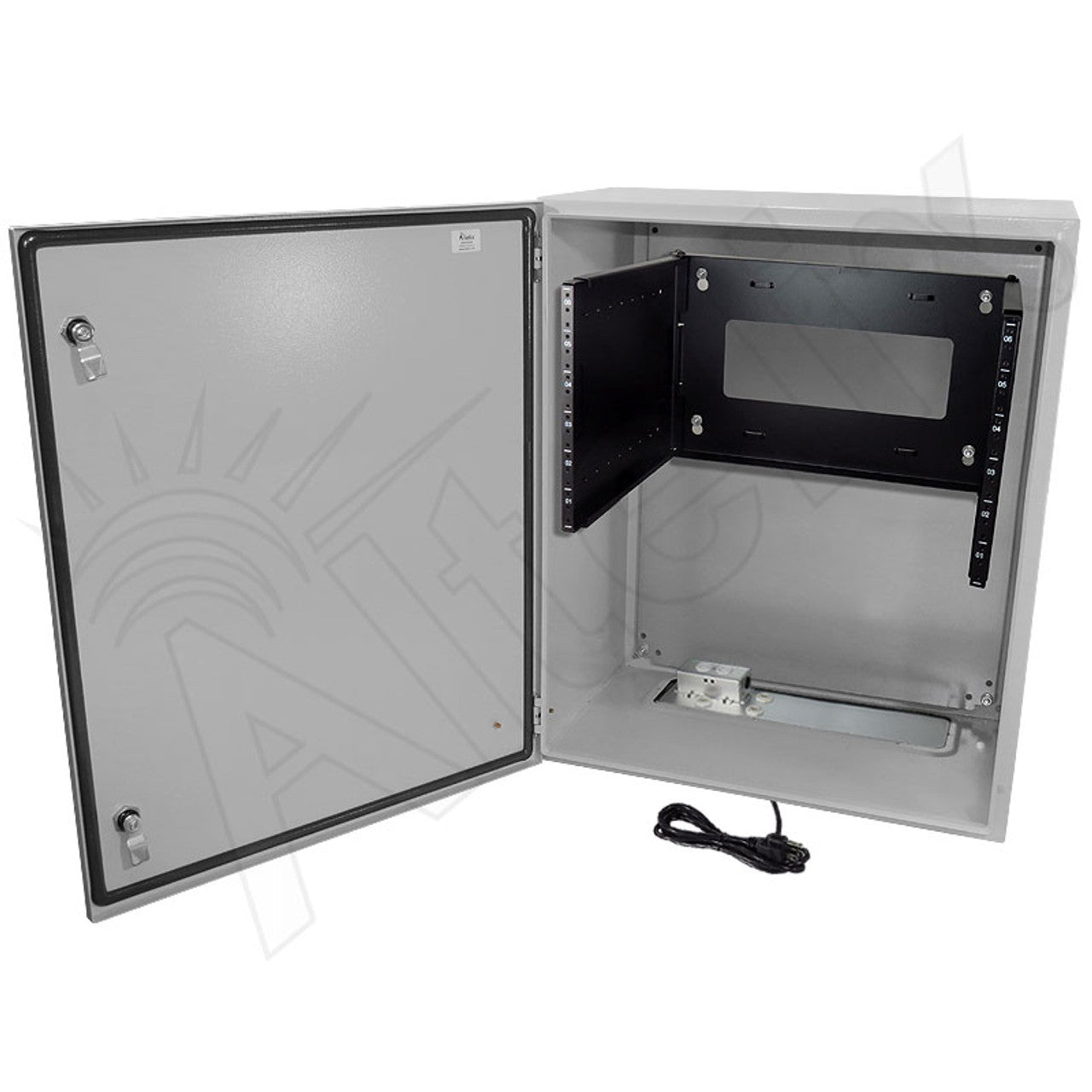 Altelix 28x24x16 19" Wide 6U Rack NEMA 4X Steel Weatherproof Enclosure with Single 120 VAC Duplex Outlet and Power Cord