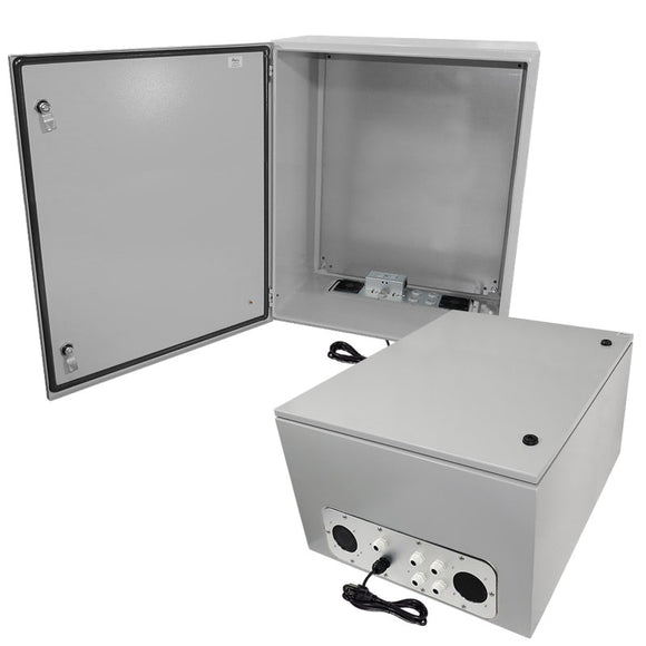 Altelix Vented Steel Weatherproof NEMA Enclosure with Single 120 VAC Duplex Outlet and Power Cord