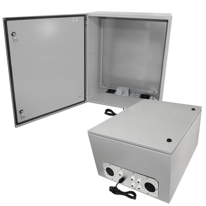 Altelix Vented Steel Weatherproof NEMA Enclosure with Single 120 VAC Duplex Outlet and Power Cord