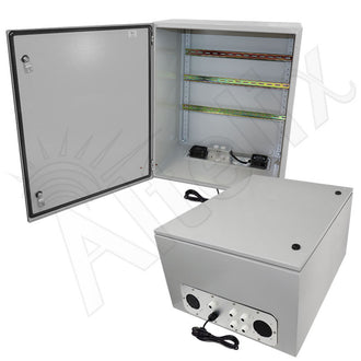 Altelix Industrial DIN Rail Steel Weatherproof NEMA Enclosure with Dual Cooling Fans, Single 120 VAC Duplex Outlet and Power Cord - 0