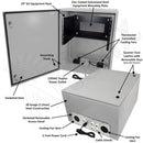 Altelix 28x24x16 Steel Weatherproof NEMA Enclosure with Heavy Duty 19" Adjustable 6U Rack Frame, Single 120 VAC Duplex Outlet, Power Cord & 85°F Turn-On Cooling Fans-2