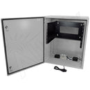 Altelix 28x24x16 Steel Weatherproof NEMA Enclosure with Heavy Duty 19" Adjustable 6U Rack Frame, Single 120 VAC Duplex Outlet, Power Cord & 85°F Turn-On Cooling Fans-6