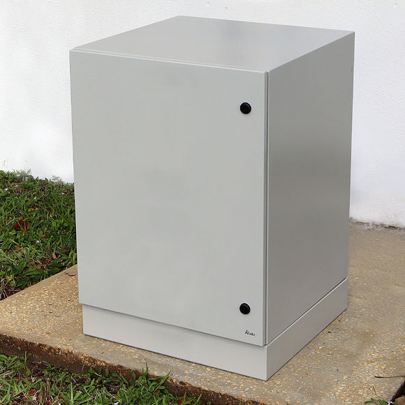 Altelix NEMA 4X Steel Pad Mount Cabinet Enclosure with Plinth and Dual 120 VAC Duplex Outlets