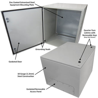 Altelix NEMA 4X Steel Weatherproof Enclosure with Steel Equipment Mounting Plate