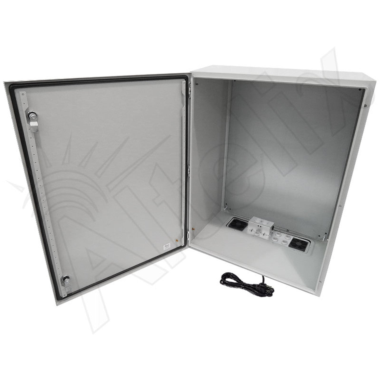 Altelix 32x24x16 Vented Steel Weatherproof NEMA Enclosure with Single 120 VAC Duplex Outlet and Power Cord