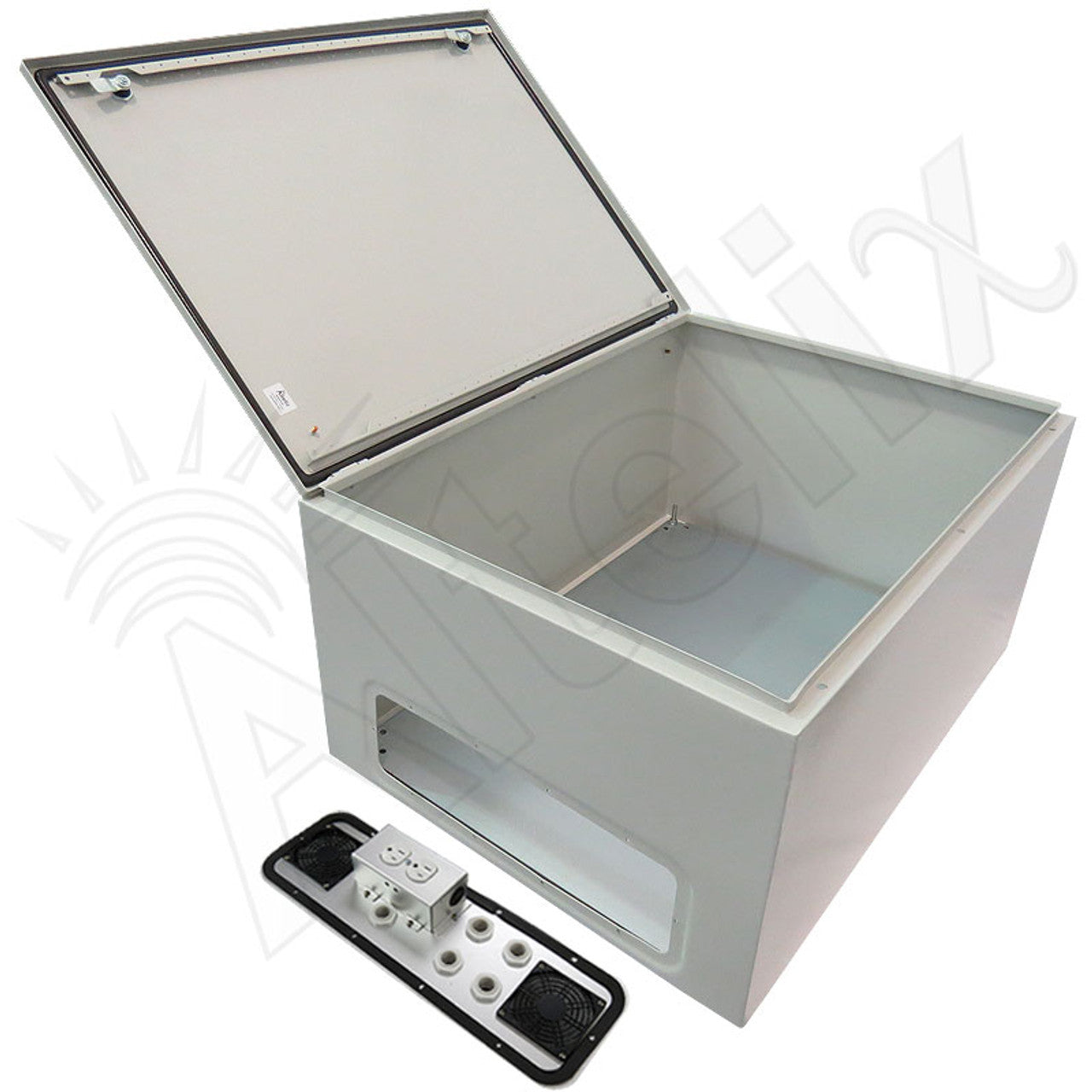 Altelix 32x24x16 Vented Steel Weatherproof NEMA Enclosure with Single 120 VAC Duplex Outlet and Power Cord