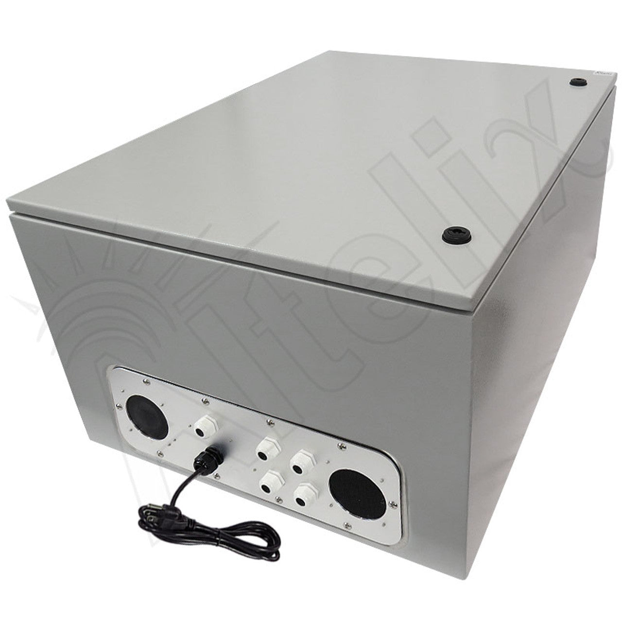 Altelix 32x24x16 Vented Steel Weatherproof NEMA Enclosure with Single 120 VAC Duplex Outlet and Power Cord