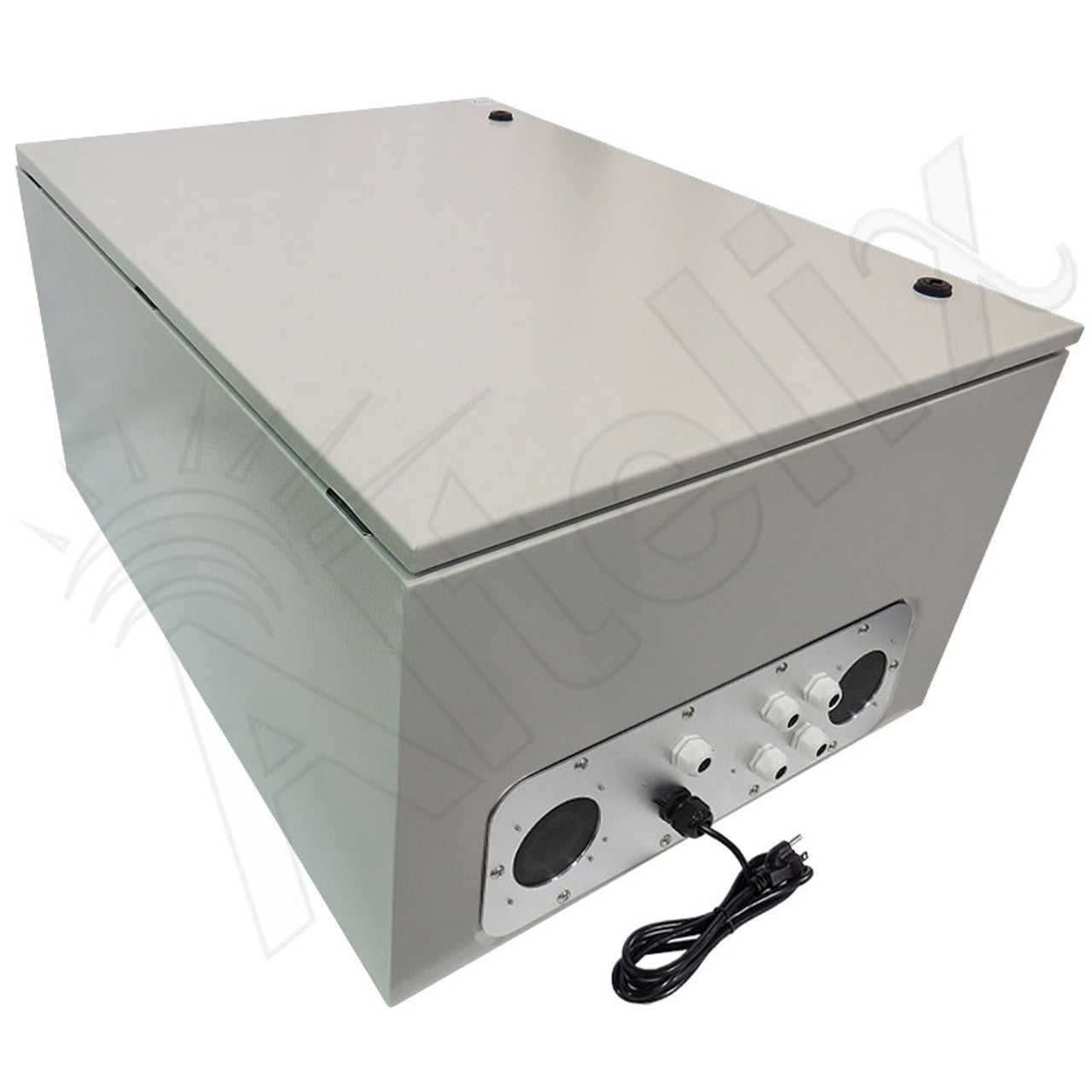 Altelix 32x24x16 Vented Steel Weatherproof NEMA Enclosure with Single 120 VAC Duplex Outlet and Power Cord