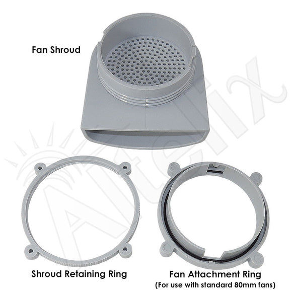 Polycarbonate Enclosure Vent/Fan Shroud with 80mm Fan Mount