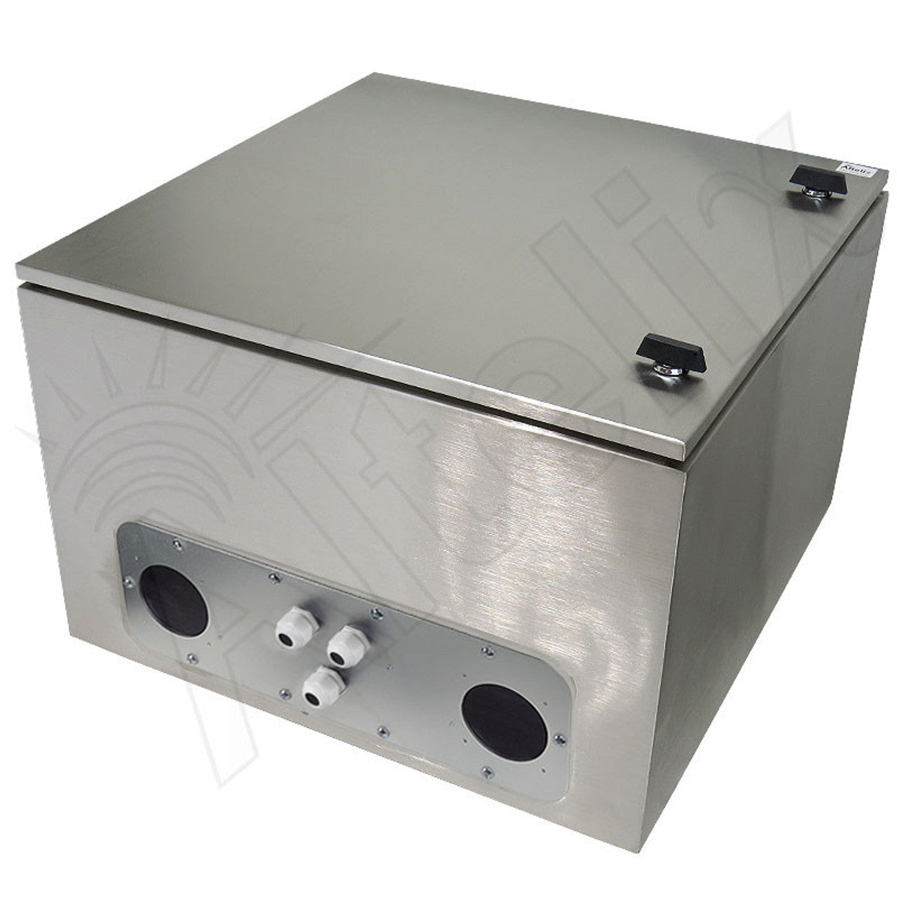 Altelix 24x24x16 Vented Stainless Steel Weatherproof NEMA Enclosure with Heavy Duty 19" Wide Adjustable 8U Rack Frame