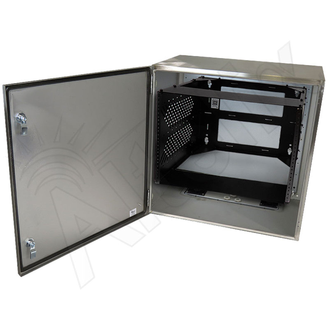 Altelix 24x24x16 Vented Stainless Steel Weatherproof NEMA Enclosure with Heavy Duty 19" Wide Adjustable 8U Rack Frame