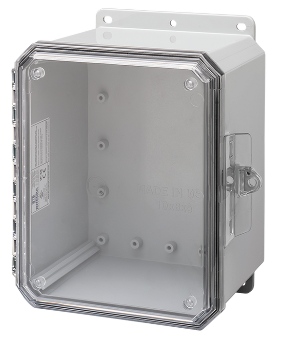 Integra - Impact Line | Polycarbonate | Clear | Low Profile Hinge, Integrated Locking Latch, Integrated Mounting Flange| NEMA 4X, NEMA 6P