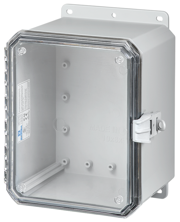 Integra - Impact Series | Low Profile Hinge | Clear | Non-Metallic Locking Latch | Integrated Mounting Flange