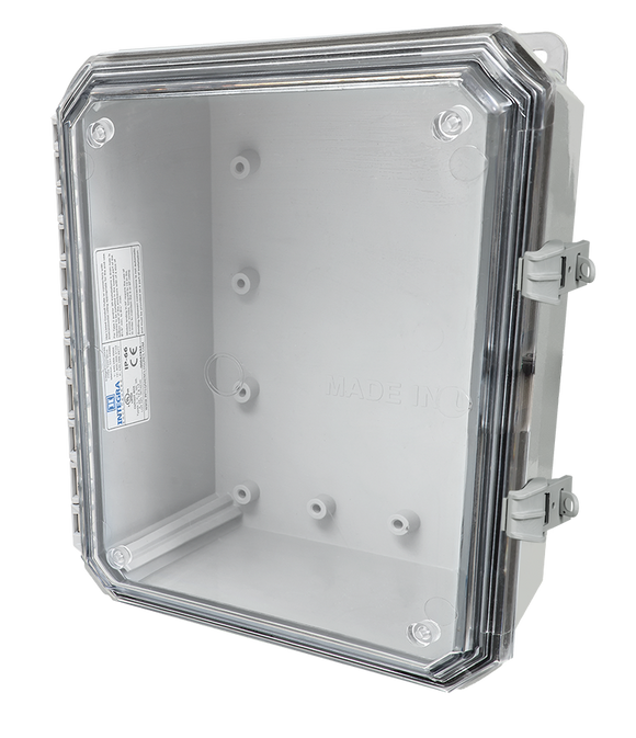 Integra - Impact Series | Low Profile Hinge | Clear | Non-Metallic Locking Latch | Integrated Mounting Flange