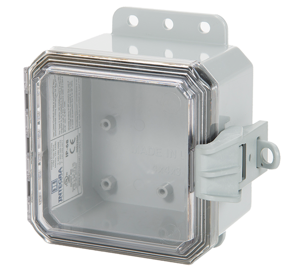 Integra - Impact Series | Low Profile Hinge | Clear | Non-Metallic Locking Latch | Integrated Mounting Flange