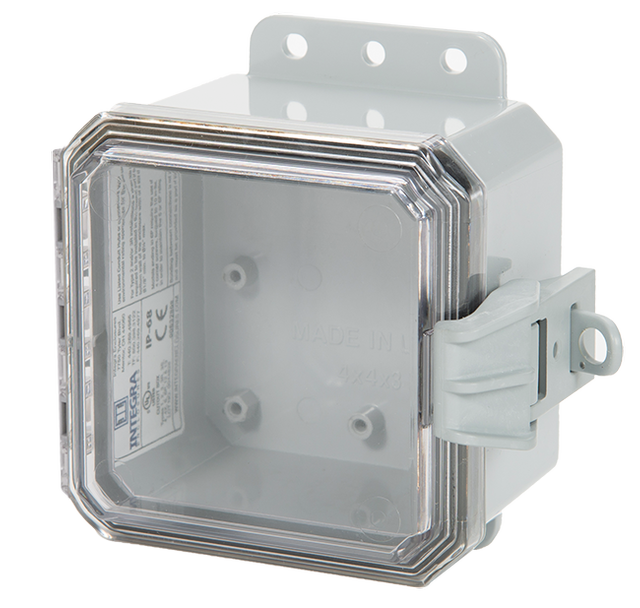 Integra - Impact Series | Low Profile Hinge | Clear | Non-Metallic Locking Latch | Integrated Mounting Flange