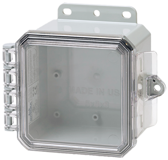 Integra - Impact Line | Polycarbonate | Clear Cover | Standard Hinge, Integrated Locking Latch, Integrated Mounting Flange | NEMA 6P