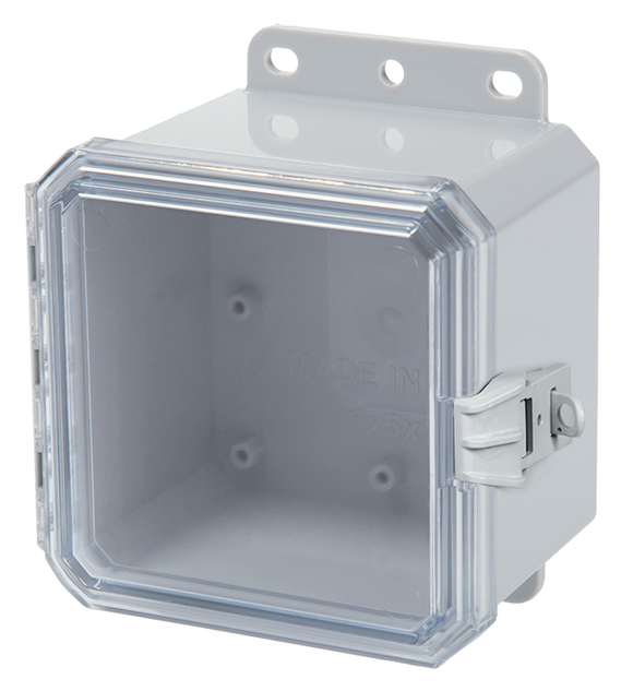 Integra - Impact Series | Low Profile Hinge | Clear | Non-Metallic Locking Latch | Integrated Mounting Flange