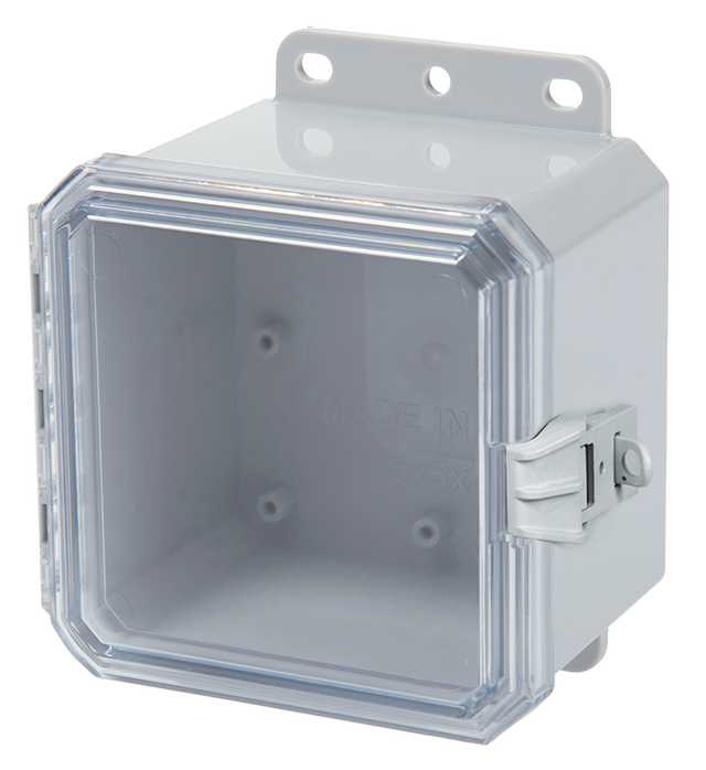 Integra - Impact Series | Low Profile Hinge | Clear | Non-Metallic Locking Latch | Integrated Mounting Flange