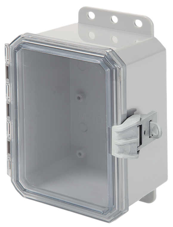Integra - Impact Series | Low Profile Hinge | Clear | Non-Metallic Locking Latch | Integrated Mounting Flange