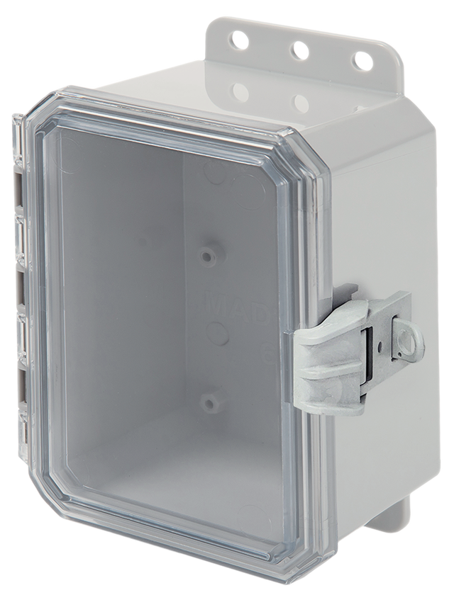 Integra - Impact Series | Low Profile Hinge | Clear | Non-Metallic Locking Latch | Integrated Mounting Flange