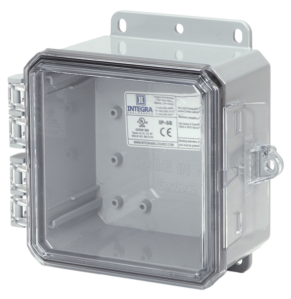 Integra - Impact Line | Polycarbonate | Clear Cover | Standard Hinge, Integrated Locking Latch, Integrated Mounting Flange | NEMA 6P