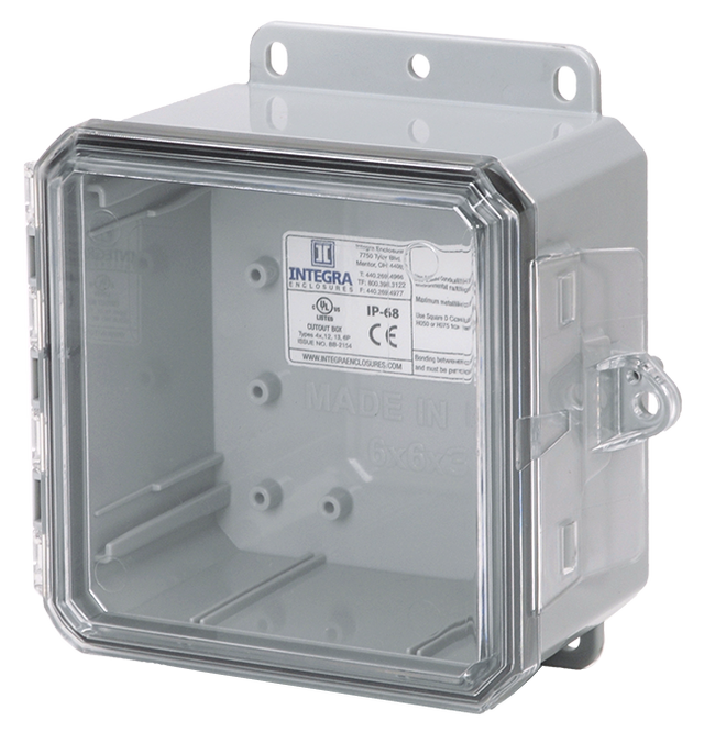 Integra - Impact Line | Polycarbonate | Low Profile Hinge | Clear | Integrated Locking Latch | Intergrated Mounting Flange - 0