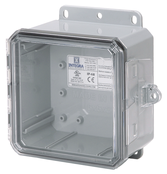 Integra - Impact Line | Polycarbonate | Clear | Low Profile Hinge, Integrated Locking Latch, Integrated Mounting Flange| NEMA 4X, NEMA 6P