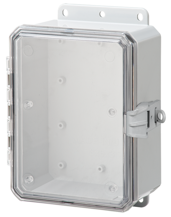 Integra - Impact Series | Low Profile Hinge | Clear | Non-Metallic Locking Latch | Integrated Mounting Flange
