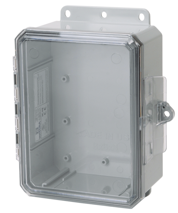 Integra - Impact Line | Polycarbonate | Clear | Low Profile Hinge, Integrated Locking Latch, Integrated Mounting Flange| NEMA 4X, NEMA 6P