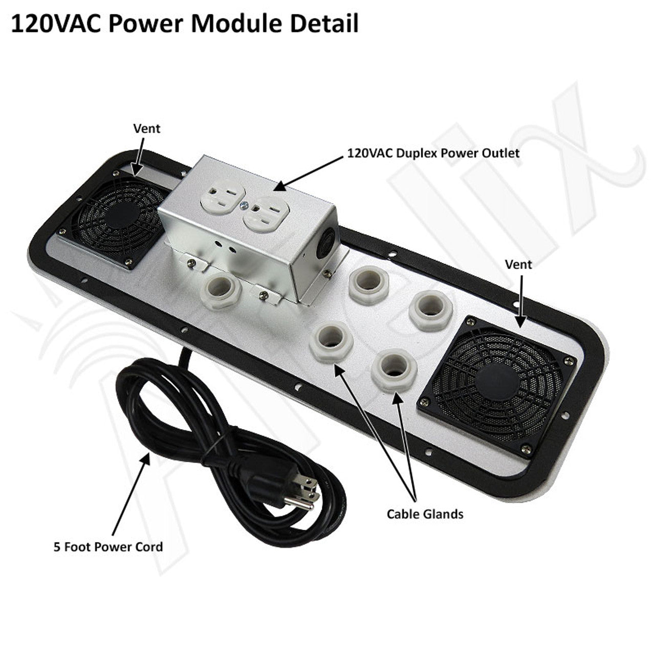 Altelix 32x24x16 Vented Steel Weatherproof NEMA Enclosure with Single 120 VAC Duplex Outlet and Power Cord