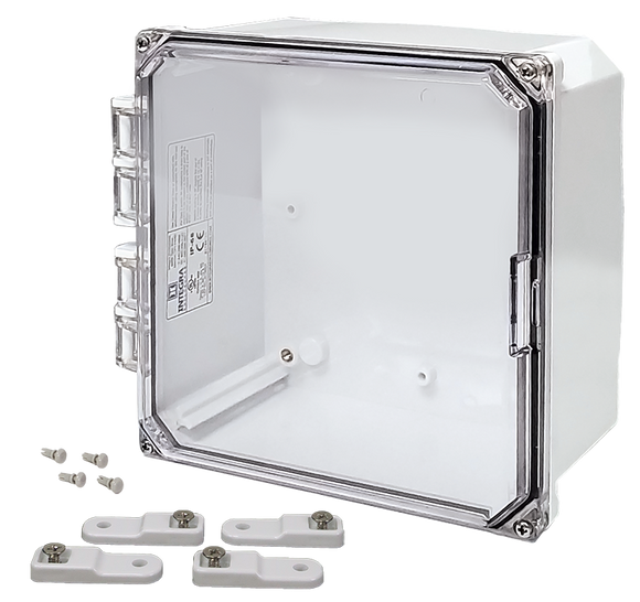 Integra - Premium Series | Polycarbonate | Hinged Cover | Clear | Mounting Feet | White