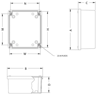 N4X FG Small Series Fiberglass Enclosures with Lift Off Screw Cover - 0