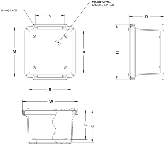 N4X   FG   CHSC Series     Fiberglass Enclosures Hinged with Screw Cover