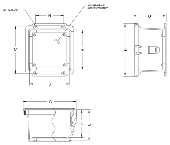 N4X   FG   CHQR Series     Fiberglass Enclosures with Hinged Cover and Quick Release Latch