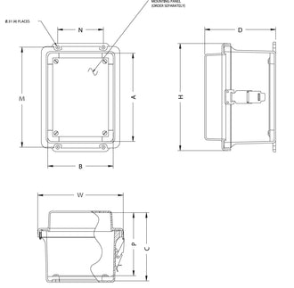 N4X   FG   RCHQR Series     Fiberglass Enclosures with Raised Hinged Cover and Quick Release Latch - 0