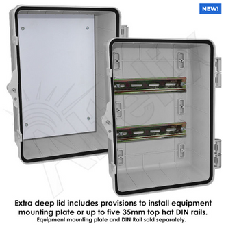 Altelix 12x9x9 Polycarbonate + ABS NEMA 4X RF Transparent Outdoor WiFi Enclosure with No-Drill PVC Equipment Mounting Plate, 120 VAC Outlets & Power Cord - 0