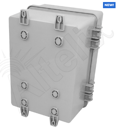 Altelix 12x9x9 Polycarbonate + ABS NEMA 4X RF Transparent Outdoor WiFi Enclosure with No-Drill PVC Equipment Mounting Plate, 120 VAC Outlets & Power Cord