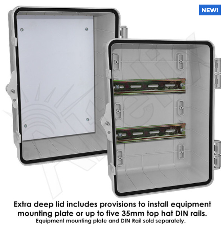 Altelix 12x9x9 Polycarbonate + ABS NEMA 4X RF Transparent Outdoor WiFi Enclosure with No-Drill PVC Equipment Mounting Plate