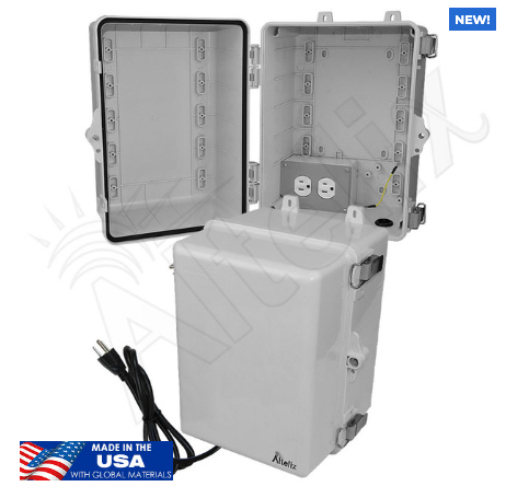 Altelix 12x9x9 Polycarbonate + ABS NEMA 4X RF Transparent Outdoor WiFi Enclosure with 120 VAC Outlets & Power Cord