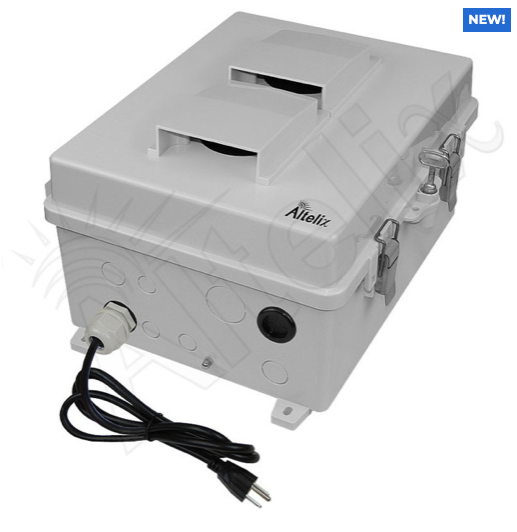 Altelix 14x11x7 Polycarbonate + ABS Vented RF Transparent Outdoor WiFi Enclosure with Cooling Fan, 120 VAC Outlets & Power Cord