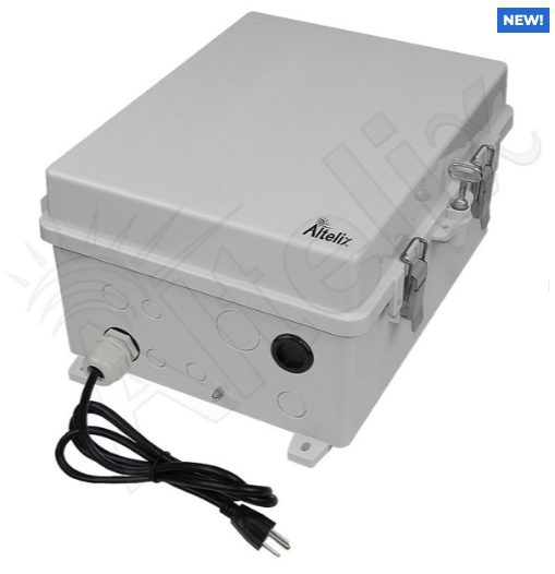 Altelix 14x11x7 Polycarbonate + ABS NEMA 4X RF Transparent Outdoor WiFi Enclosure with No-Drill PVC Equipment Mounting Plate, 120 VAC Outlets & Power Cord